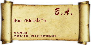 Ber Adrián névjegykártya